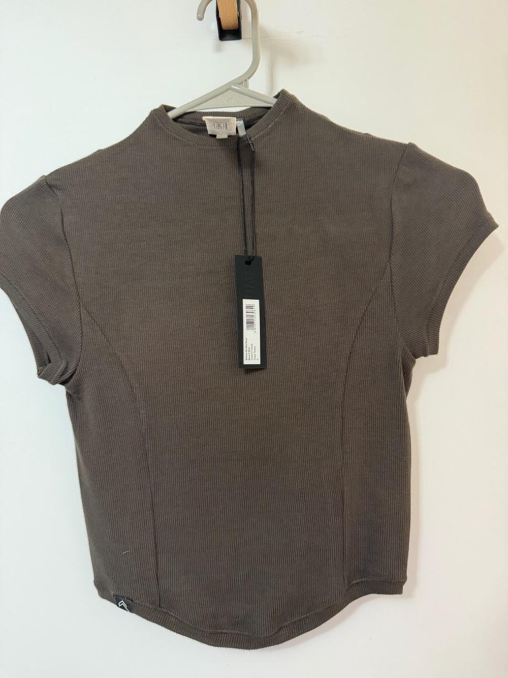 NWOT Oner Active Mellow Rib Mid Mock Neck in Deep Taupe